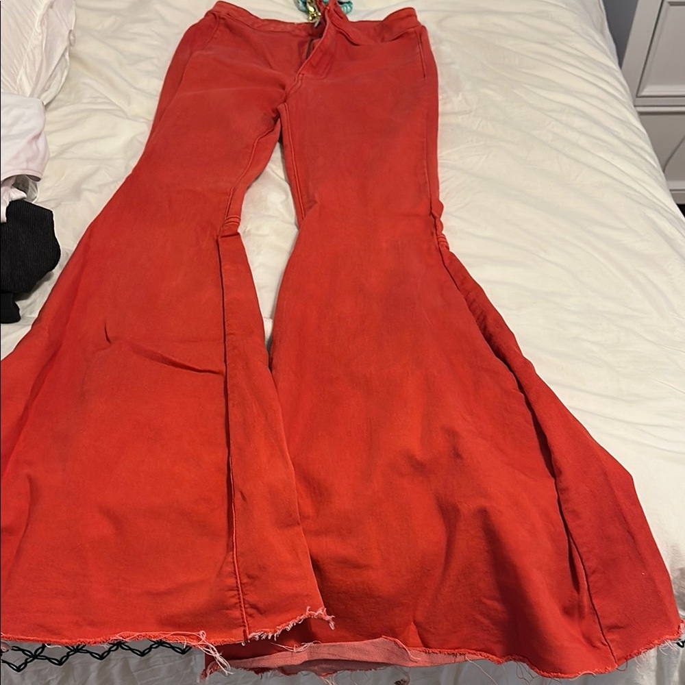 Free People Red Flare & Wide Leg Jeans